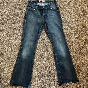 Gap faded low rise boot cut flare jeans with embroidered back pocket design